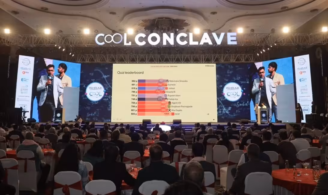 Live quiz leaderboard on the big screen at COOL Conclave